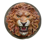 Lion Face Wall Sculpture (50.8 cm × 50.8 cm × 22.9 cm/20" × 20" × 9", 3000 g) | Modern Fiberglass Art with Marble Powder | Majestic Home Decor by Jaipurio